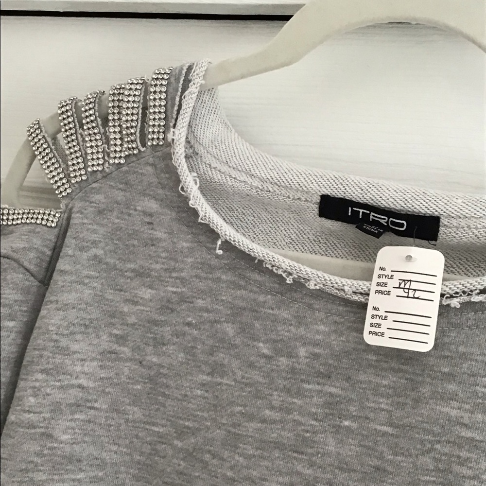Itro Distressed and Bedazzled Sweater NWT